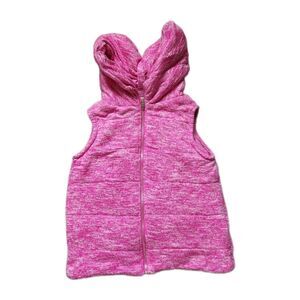 Chance or Fate Pink White Hooded Vest Sleeveless Stretch Puff Girls L EUC